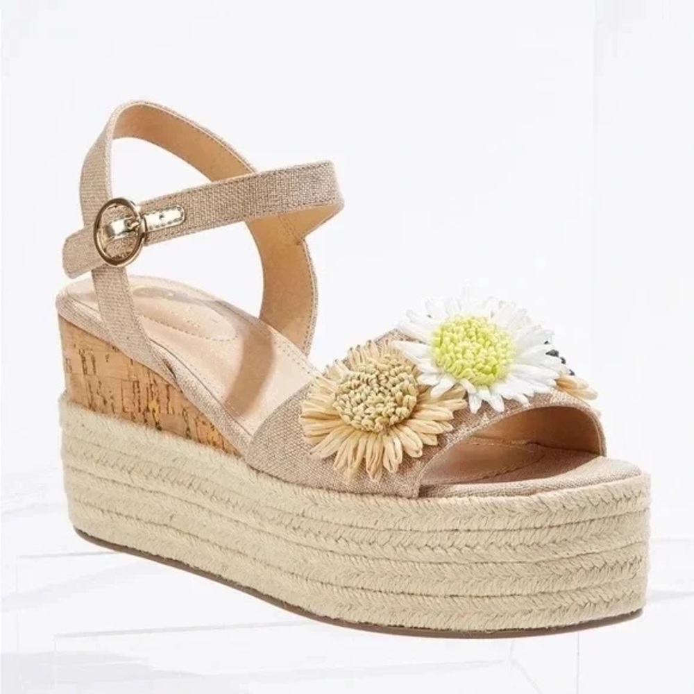 Cato | Straw Flower Platform Wedges Various Sizes Available - Picture 5 of 8